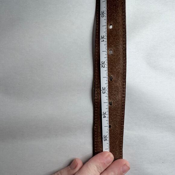 Fossil Vintage Brown Leather Western Belt Silver Concho Style Buckle Unisex L - Picture 5 of 6